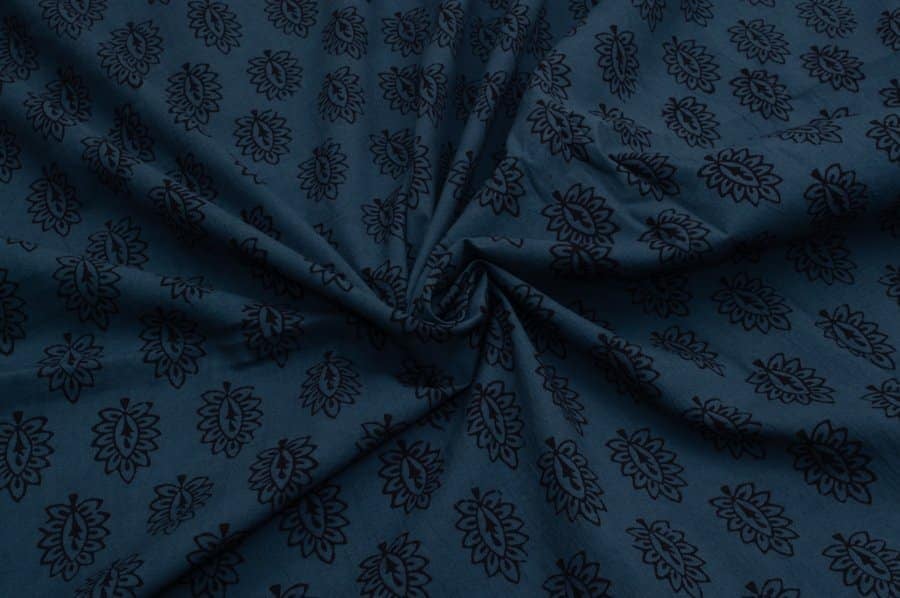 Brown - Natural Dyed Cotton Hand Block Bagh Print Fabric 02