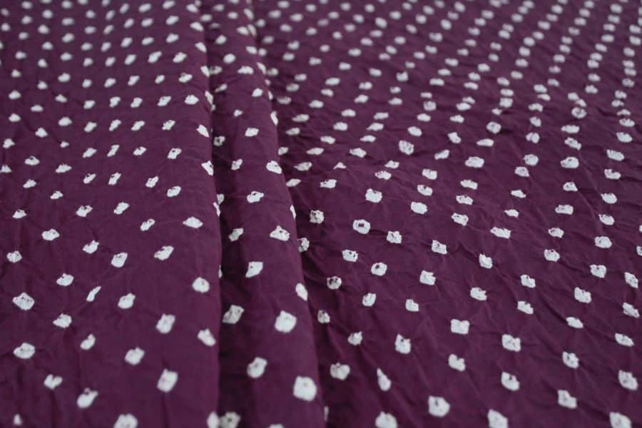 Purple - Kutch Bandhani Tie-Dye Satin Cotton Precut Fabric (0.8 Meter)